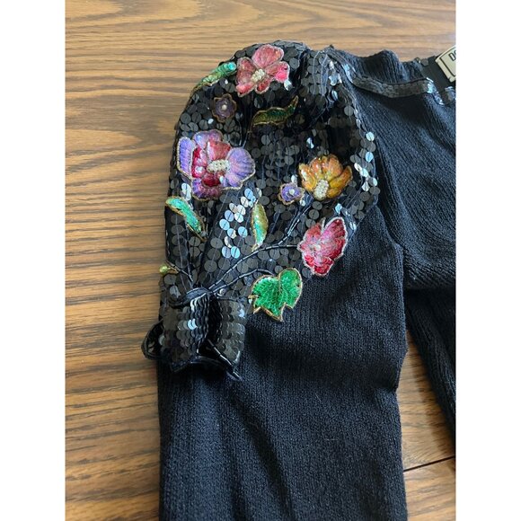 Don Sayres for Wellmore Neiman Marcus black sequined sweater dress size 14 - Picture 4 of 8
